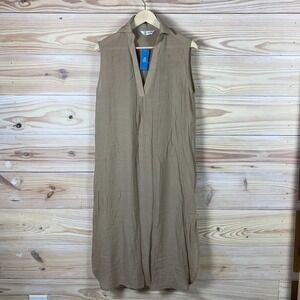 Cupshe Cover Up Dress Womens OS Beige Sleeveless Knee Length Swim Beach Resort